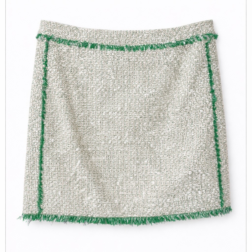 💚 J Crew Green Tweed Mini Skirt